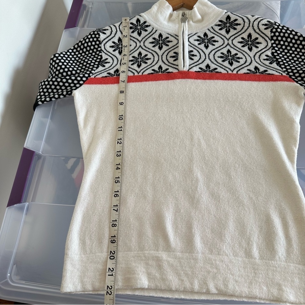 Never Fair Isle Snowflake Quarter Zip Knit Pullover Sweater Size XS - Picture 10 of 13